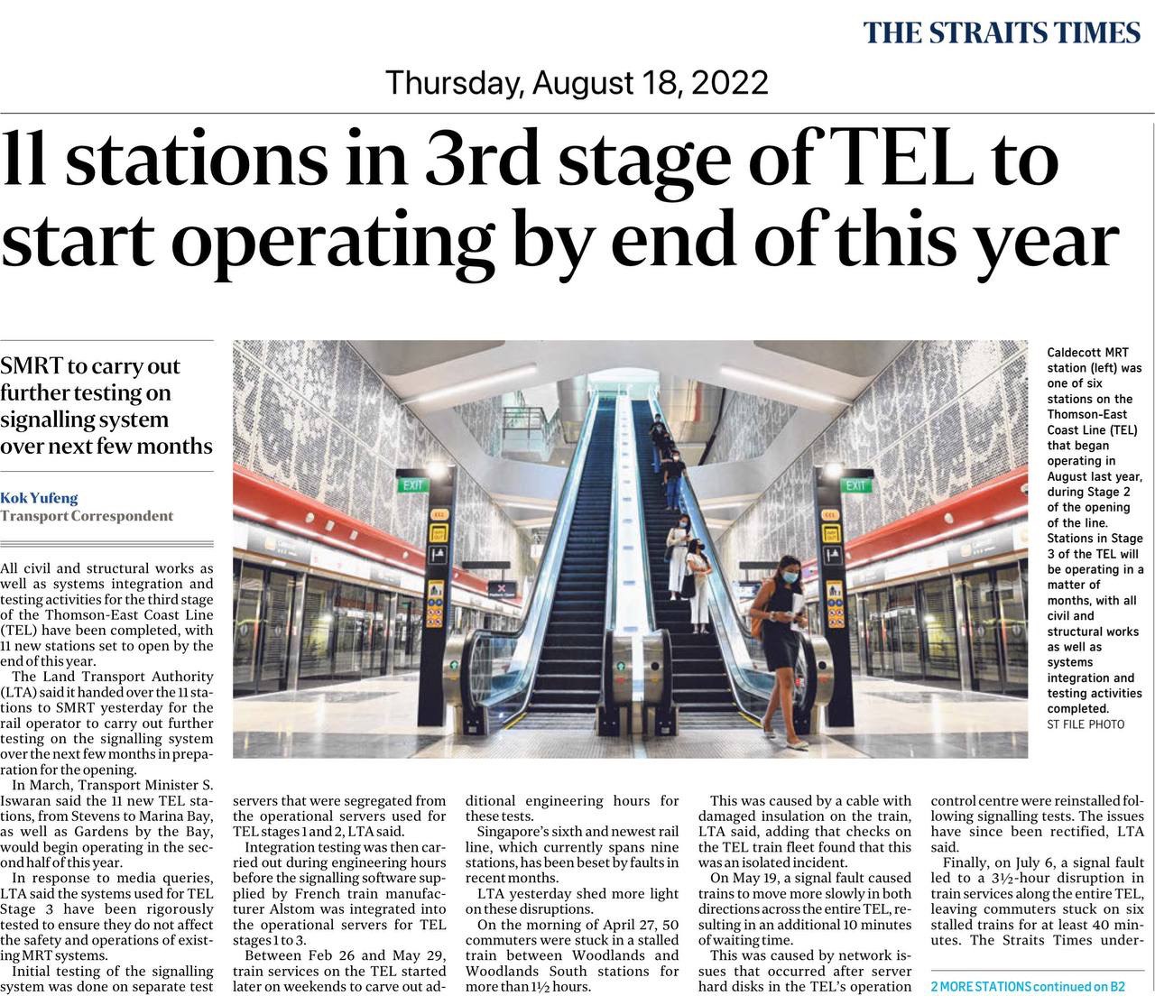 11 Stations in 3rd stage of TEL 1 11 Stations in 3rd stage of TEL 1